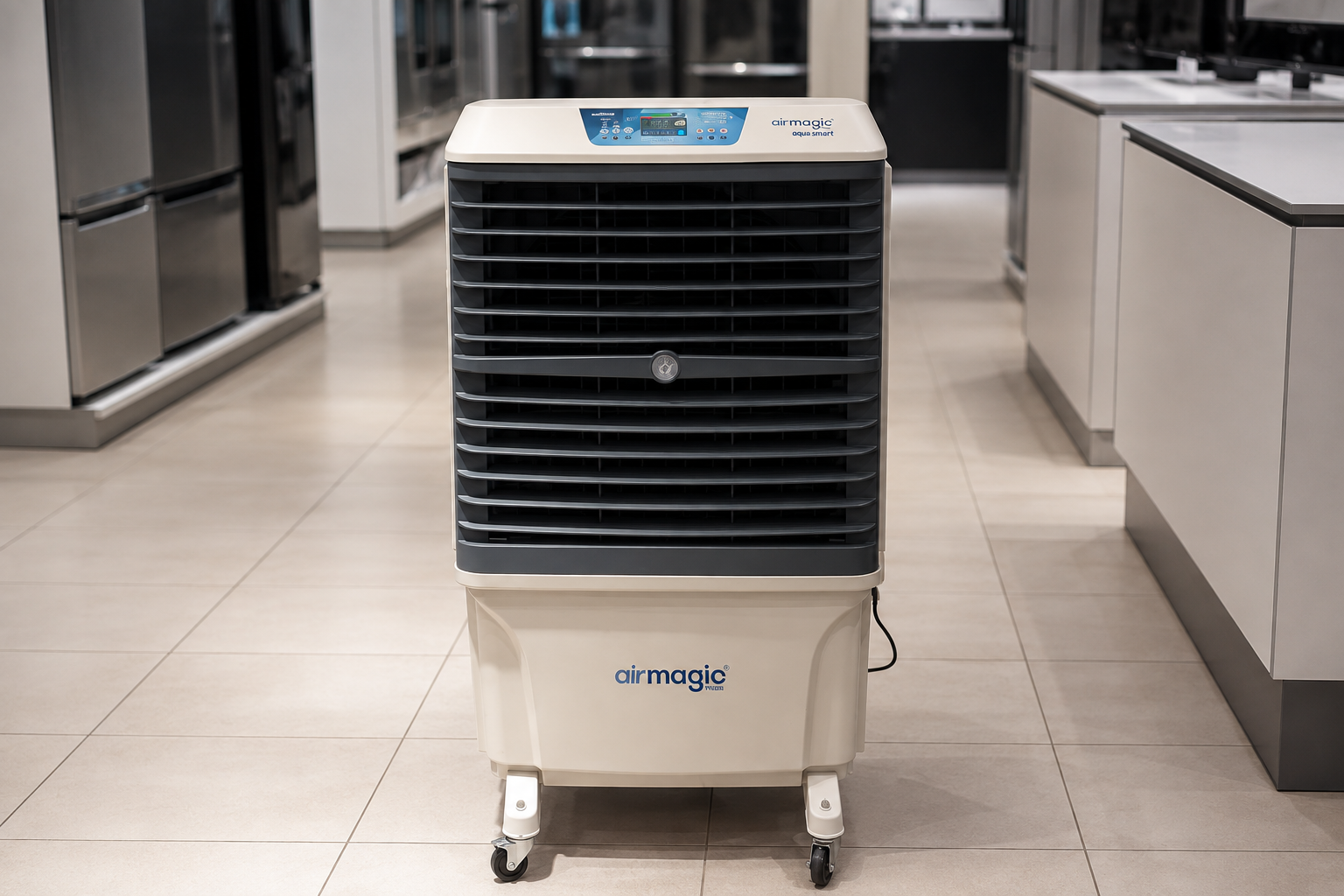 Enfriadora portátil Airmagic en un espacio comercial